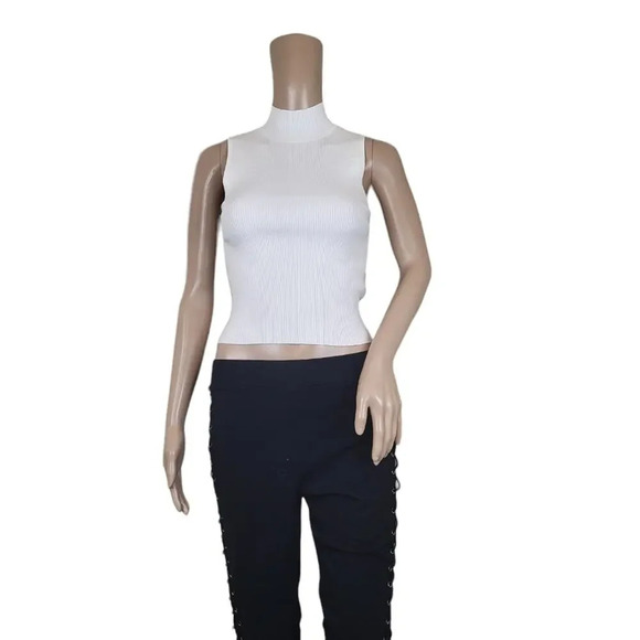 Madewell The Signature Knit Mockneck Sweater Tank Top, Size XXS White NM587 - Picture 1 of 4